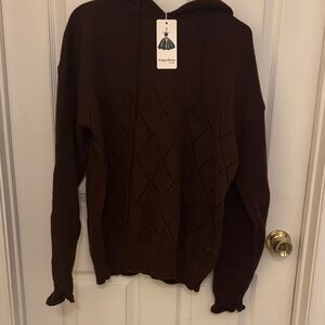Angashion Brown Hooded Sweater